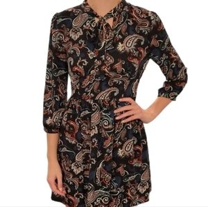 Paisley Print Black Dress